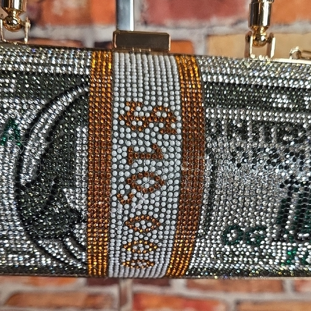 Sparkling  10,000 Dollar Design Rhinestone Crossbody Bag - Picture 2 of 7